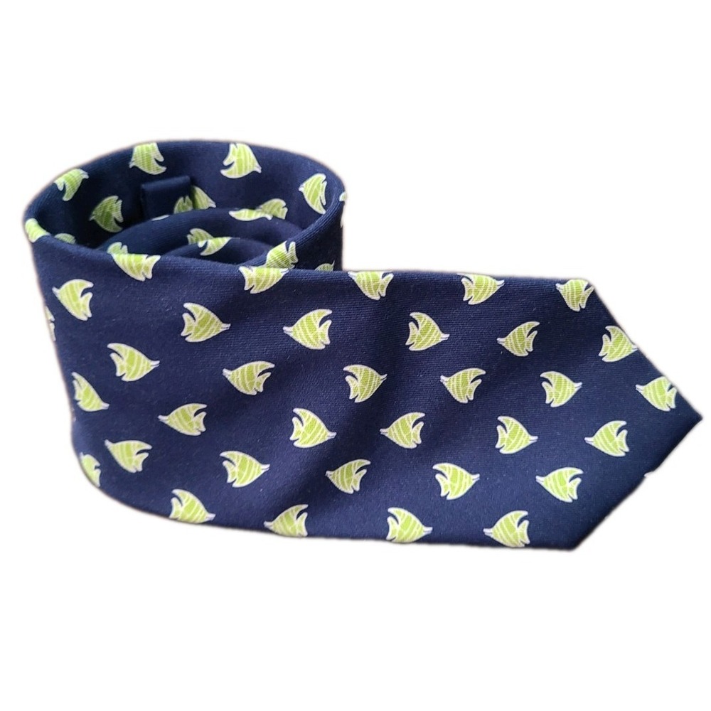 PETER MILLAR Fish Print 100% Silk Neck Tie  Made In Italy